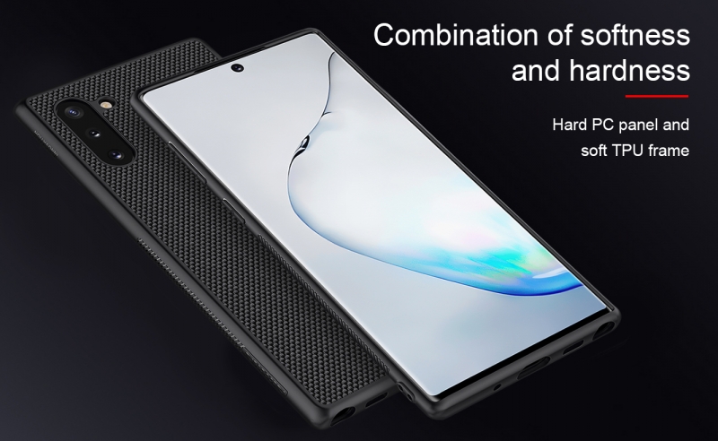Ốp Lưng Samsung Galaxy Note 10 Dạng Vải Hiệu Nillkin TexTured được làm bằng chất liệu nhựa cao cấp dạng vải,họa tiết carô nhuyễn siêu sang chảnh.